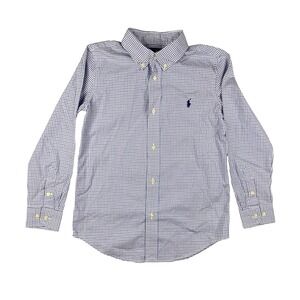 Polo Ralph Lauren Kids Boys Button Down Shirt Blue Gingham Check Size 7 NEW